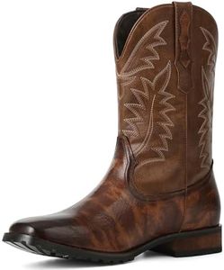 SaraIris Mens Brown Cowboy Boots Western Boots Casual Square Toe Pull On Boots Cowgirl Boots for Women