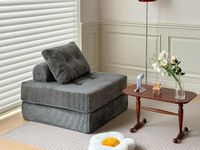 N&V Free Combination Convertible Folding Sofa Bed, Armless Foam Floor Sofa, Sleeper Floor Couch for Living Room and Bedroom Sleeper Chair with Pillow (Grey)
