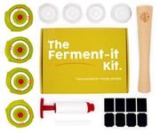 Grow Your Pantry Fermentation Kit with 4 Mason Jar Lids, 4 Glass Fermentation Weights, 1 Pump, 1 Vegetable Tamper, a Sticker Set and Pen, and a Mini Recipe Booklet - Perfect Canning Equipment