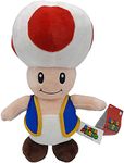 Whitehouse Super Mario and Friends Plush 6 Different Figures, 20 cm, Plush Toy Mario, Luigi, Kong, Toad, Yoshi, Princess Peach, Cuddly Toy, Stuffed Toy (Toad)