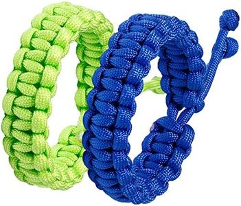 Jewever Paracord Survival Bracelets Braided Paracord Handmade Rope for Couples Men Women Adjustable Size(blue&green)