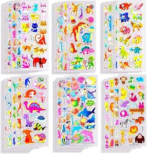 OWill 1000+ Pegatinas infantiles,40 Hojas Diferentes Pegatinas 3D,Stickers Infantiles para regalos gratificantes,incluyendo animales,peces,dinosaurios,números,frutas,oído,camiones,estrellas