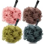 4 Pack Bath Sponge Shower Puff Sponges Bath Soft Loofah Sponge Pouf Exfoliating Mesh Shower Ball Bath Scrunchies for Adults