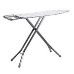 Amazon Basics Ironing Board With Storage Compartment and H-shaped Iron Rest, large, 122 cm x 38 cm, Grey, Floral