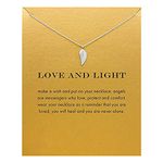 ZYAWP Message Card Angel feathers Pendant Necklace Silver Friendship Sisters Sun Good Luck Crane Pendant Y Chain Necklace for Women and Girl Gift (silver Angel feathers)