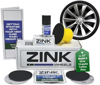 Premium Tesla Wheel Curb Rash Repair Kit for Model S 21-inch Silver Turbine Rims - DIY Kit with Color-matched Touch Up Paint - Made in USA