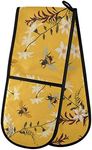 Spring Bee Floral Double Oven Mitt Heat Resistant Non-Slip Kitchen Gloves Extra Long 7" x 35" for Cooking Baking Barbecue Grilling