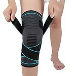 NTRH Knee Support Brace for Women and Men,Adjustable Compression Knee Brace for Arthritis,Joint Pain,Ligament Injury,Meniscus Tear,ACL,MCL,Running,Sports,Squats(single) (L, Blue)