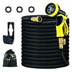 Expandable Garden Hose 100 ft,Water Hose 100ft,Leak-Proof Flexible Garden Hose, Lightweight Retractable Hose with 10 Spray Nozzle,3 Layer Natural Latex Core - Black