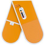 Laffair® Heat Resistant Orange Oven Gloves Double - Non-Slip Silicone Grip Double Oven Gloves - Orange Kitchen Accessories - Maximum Heat Protection