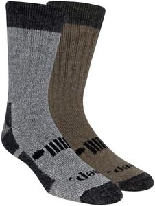 Jeep Men's Performance Wool Hiking Crew Socks-2 Pair Pack-Heavyweight Cushioned Comfort, Gray, 8-12