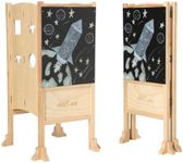 Myllna Montessori Foldable Toddler Tower - Already Assembled - Folds in 2 to Save Space - 360° Safety with Large Chalkboard