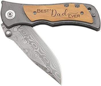XJF Engraved Wooden Pocket Knife for Dad, Gifts for Dad from Son Daughter, Father's Day, Birthday, Christmas, Gift for Father from Kids, Best Dad Ever