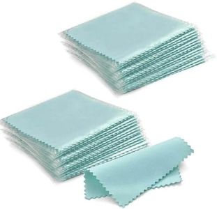 SEVENWELL 100pcs Jewelry Cleaning Cloth Turquoise Polishing Cloth for Sterling Silver Gold Platinum Small Polish Cloth 8x8cm