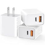 [3 Pack] USB-C Wall Charger, 20W Du