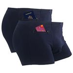 LUEXBOX Pocket Underwear for Men with Secret Hidden Pocket, Travel Boxer Brief, 2 Packs (Dark Blue), Dark Blue, Large