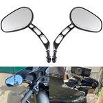 KATUR Motorcycle 8MM 10MM Handlebar End Mirrors Rear View Mirror Motorbike Black Edge Cut Rear Side Mirrors for Harley Street Bob FXDB Fat Boy Iron 883 XL883N Sportster 1200 Custom XL1200C