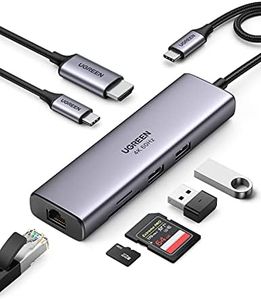 UGREEN Revodok 107 Hub USB C Ethernet Gigabit HDMI 4K 60Hz PD 100W Lettore Schede SD TF USB 3.0 Adattatore USB C HDMI Compatibile con MacBook Pro Air M3 M2 M1, iPad Pro Air, iPhone 16 Plus Pro Max