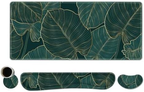 ToLuLu Desk Pad Large Mouse Pad Set, Cute Wrist Rest Support Computer Desk Mat for Keyboard and Mouse, Computer Mats XXL Mousepad Protector for Desktop Office Home Men Women, Golden Leaves, LL-GMP-4