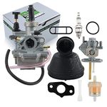 partszen LT80 13200-40B00 Carburetor For 1987-2006 Suzuki LT80 Quadsport ATV 13200-40B10 13881-40B00 For 2003-2006 KSF80 KFX80 15003-S005 with Fuel Valve Petcock Intake Manifold Spark Plug