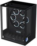 DUKWIN Automatic Watch Winder for 6 Watches with Fingerprint Unlcok RGB Light Watch Winder with 6 Extra Storage Space, LCD Touchscreen Control, Ultra-Quiet Japanese Motors