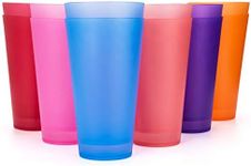 32-Ounce Plastic Tumblers/Large Drinking Glasses/Party Cups/Iced Tea Glasses Set of 12,6 Assorted Colors| Unbreakable, Dishwasher Safe, BPA Free