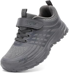 UBFEN Kids Sneakers Boys Girls Tennis Shoes for Running Athletic Walking Gym Sports Lightweight Breathable A All Grey 12 Little Kid