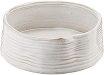 Fringe Studio Stoneware Pet Bowl, Medium, Ribbed White (501005)