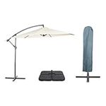 VonHaus Parasol with Base & Waterproof Cover, 3M Cantilever Banana Umbrella for Outdoor, Garden, Patio, Sunshade Canopy with Hand Crank, Tilt & Rotate Function, UV30+ Protection, Air Vent, Steel Frame