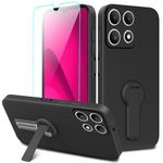 Case for T-Mobile Revvl 7 5G Phone Case with Glass Screen Protector, 360° Rotatable Folding hidden Kickstand/Stand Silicone TPU Shockproof Protective Cover Case for T-Mobile Revvl 7 5G - Black