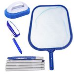 Hot Tub Cleaning Kit Accessories, Pool Leaf Skimmer Skimming Pool Net with 5-Section Adjustable Telescopic Aluminium Pole, Scrubbing Brush and Sponge Brush for Pools Spas Hot Tub