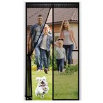 Fiberglass Magnetic Screen Door, Anti Mosquito Mesh Fly Curtain with Full Frame Hook&Loop Easy to Install Fiberglass Mesh Curtain Anti Mosquito (90x210 cm, Black)