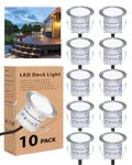 HIBOITEC 10Pcs Decking Lights, Lighting LED Deck Lights φ32mm, Warm White Decking Lighting, Waterproof Plinth Deck Lights, for Outdoor, Garden, Floor Tile, Staircase, Wall Corner, Bathroom