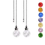 SUR-CIEL 2PCS Ceiling Fan Pull Chain, Pull Chains Extensions, Ceiling Fan Pull Chain Extender, Fan and Light Pulls for Ceiling Fan, Fan Pulls Decorative with 21 Inches Ball Beaded Pull Chain, White