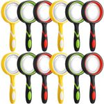Xuhal 12 Pcs 10X Magnifying Glass Handheld Shatterproof Reading Magnifier for Seniors and Kids, 50mm Colored Magnifying Lens with Non Slip Rubber for Observation Exploration Science (Vivid Color)