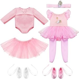 Kajaia 8 Pcs 18 Inch Doll Ballet Ballerina Outfits 18 Inch Doll Clothes and Accessories Ballet Tutu Dance Dress Ballet Shoes Headband Doll Clothes Gifts