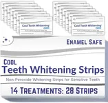 Cool Teeth Whitening Zero Peroxide Strips for Sensitive Teeth and Gums Whitener Band Kit 28 Pcs 14 Treatments 2 Week Supply Color Chart Gentle No Hp Bleach Free Instant White Tooth Non Slip Formula