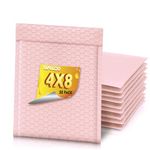 Vapulcio Bubble Mailers 4x8 Inch 50 Pack, Pink Padded Envelopes, Cushioning Bubble Envelopes, Waterproof Bubble Mailing Envelopes, Self Sealing Strong Adhesive Padded Mailers - Usable Size 4x7 Inch