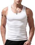 Viisendy Pro Mens Stringer Tank Tops Cotton Sleeveless Tank Tops Gym Workout Bodybuilding Fitness Muscle Tees White L