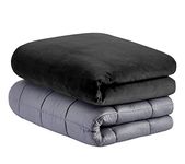 Cottington Lane Weighted Blanket for a Adult - Queen(15 Lbs Or 6.8 Kg) - Calm, Sleep Better and Relax Naturally. Queen Size_Grey Blanket + Black Cover