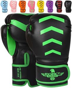 Exxact Sports Knockout Youth Boxing Gloves for Kids (3-15 Years) with Padded Protection and Wrist Support, Durable Engineered Leather Kids Boxing Gloves for Sparring (Black/Green, 8 OZ)