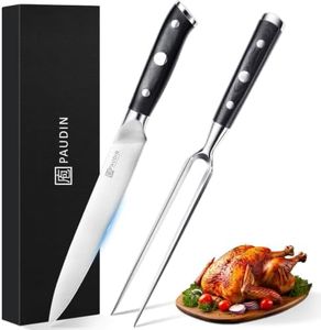 PAUDIN Carving Knife Set, 8 inch German High Carbon Stainless Steel Meat Slicing Knife with 7 inch Turkey Fork, Ergonomic Full Tang G10 Handle, Dishwasher Safe,BBQ Brisket Slicer,Cooking Gifts for Men
