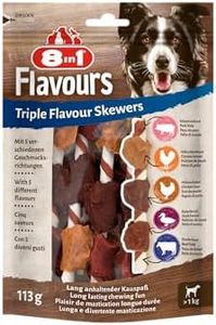8in1 Triple Flavour Skewers – 6 Brochettes à Mâcher pour Chien adulte – Plus de viande, plus de durée de mâche - Limite le Tartre - Sans OGM, Conservateur Artificiel