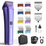 FuzzyFix Dog Grooming Clipper with Replacement Blade, 5-in-1 Adjustable Blade Cordless Pet Grooming Kit 2 Speed Rechargeable Trimmer Hair Shaver with Detachable Metal Combs Nova for Animal Horse
