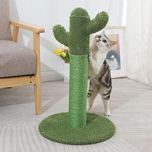 Pawz Scratcher Post Tree Toy for Cat 40cm x 40cm x 67cm, Cactus Cat Scratching Post for Kitten Adult Cats, Indoor Home Sisal Rope Cat Tower, Claw Scratcher Vertical Green Cat Tree