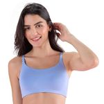 NYKD Easy Breezy Slip-On Bra Everyday T-Shirt Bra for Women, Wireless, Full Coverage, Non Padded-NYB165, Blue, M