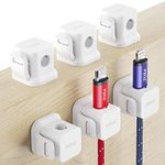 PZOZ 6 Pack Cable Clips Tidy Cable Management Cord Organiser Holder Self Adhesive Desk Wire Tidy for Phone Charging Cable Home Office (White)