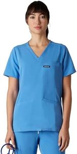 Members Only Women's Siena Scrub Top with 5 Pocket | Hospital Uniform|Nursing Scrubs| Pull On Closure Shirt (Ceil Blue, 2XL)