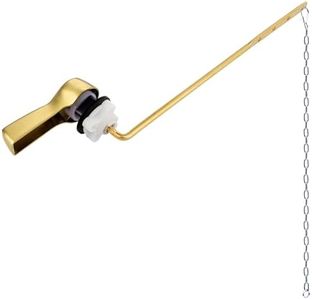 Hibbent Universal Metal Front Mount Toilet Handle Replacement Kit, Brass Toilet Flush Tank Lever with Stainless Steel Flapper Chains for Most Toilets, Brushed Gold Finish