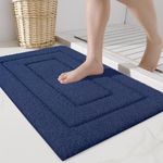 DEXI Bathroom Rug Bath Mat Non Slip Absorbent Soft Carpet for Tub Shower Room Bathroom Machine Washable Bath Rug 16"x24" Navy